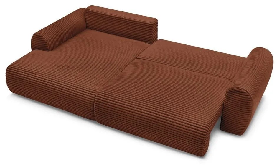 Разтегателен ъглов диван от рипсено кадифе в тухлен цвят (ляв ъгъл) Lucien – Bobochic Paris