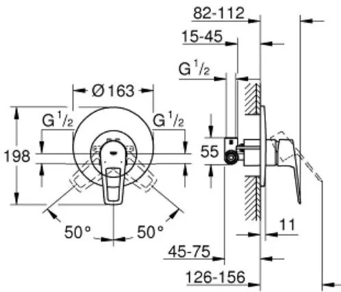 Пълен комплект смесител за вана за вграждане Grohe BauLoop