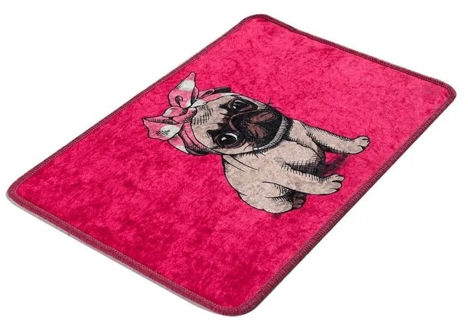 Розов килим за баня 40x60 cm Pink Pug – Foutastic