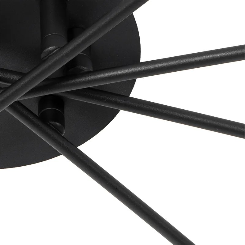 Модерна таванна лампа черна 8-лампа с димно стъкло - Атина