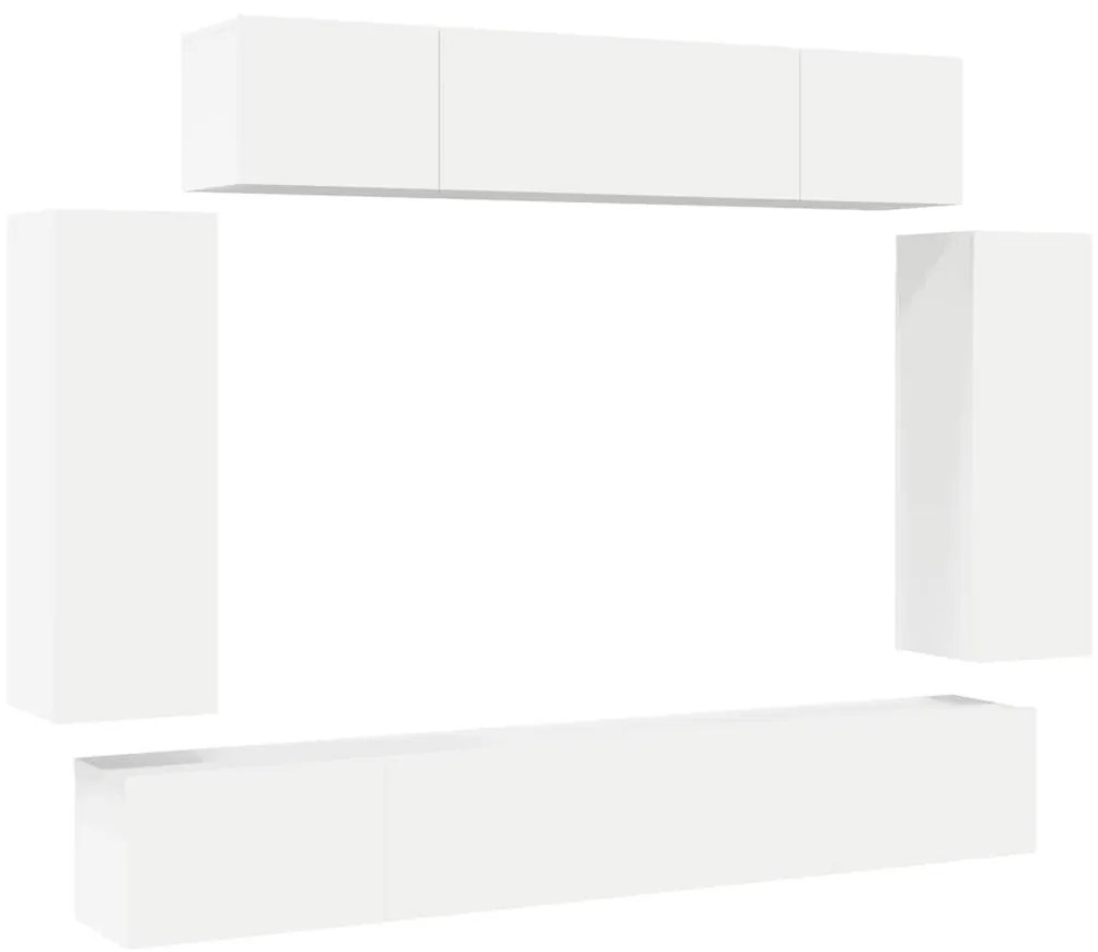 3078699 vidaXL Комплект ТВ шкафове от 6 части, бял, инженерно дърво