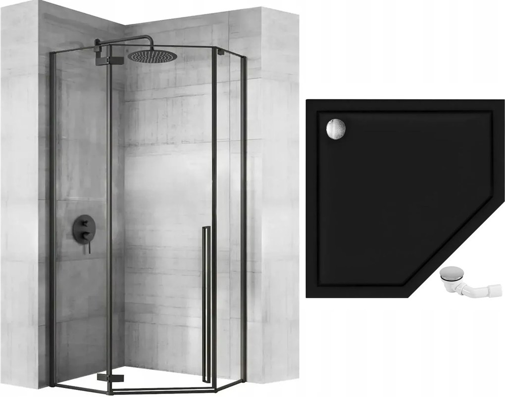 Душ кабина Rea DIAMOND BLACK MAT 90x90