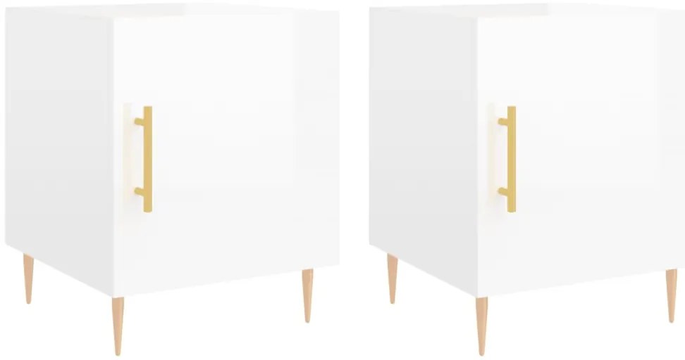 827537 vidaXL Нощни шкафчета 2 бр бял гланц 40x40x50 см инженерно дърво