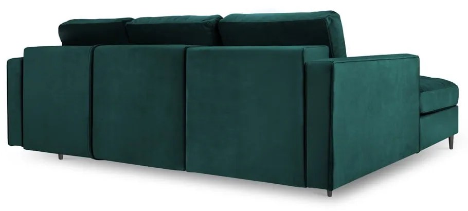 Ъглов разтегателен диван от кадифе в петролено зелено, ляв ъгъл Santo - Milo Casa