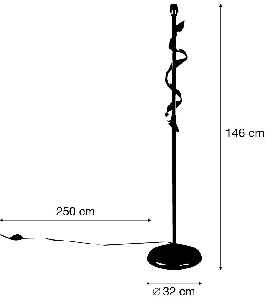 Винтидж подова лампа антично злато 29 см без абажур - Linden