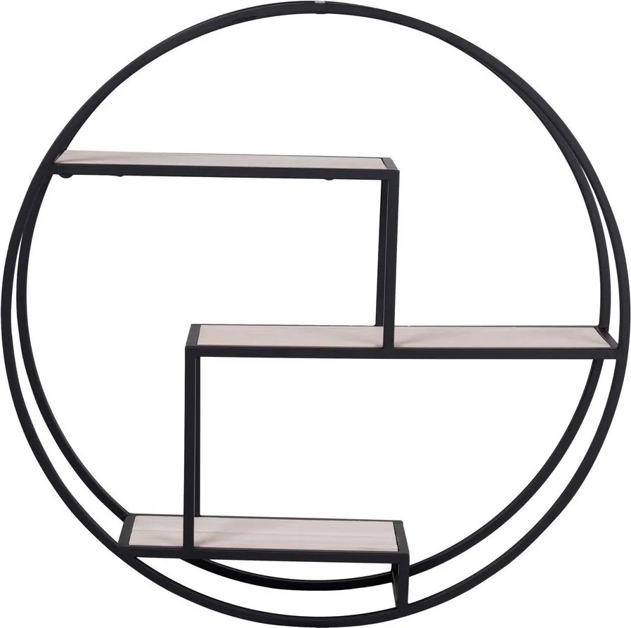 Черен/естествен на няколко нива стенен рафт от масивна Пауловния 62 cm Rotterdam – House Nordic