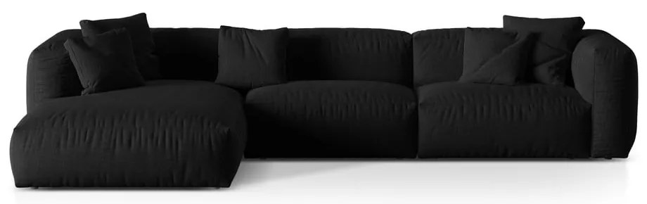 Черен модулен ъглов диван (ляв ъгъл) Martina – Micadoni Home