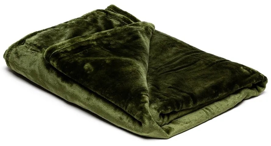 Маслиненозелено микроплюшено одеяло, 150 x 200 cm - My House