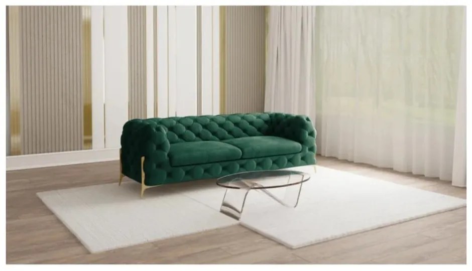 Тъмнозелен кадифен диван 225 cm Chelsea Bis – Ropez