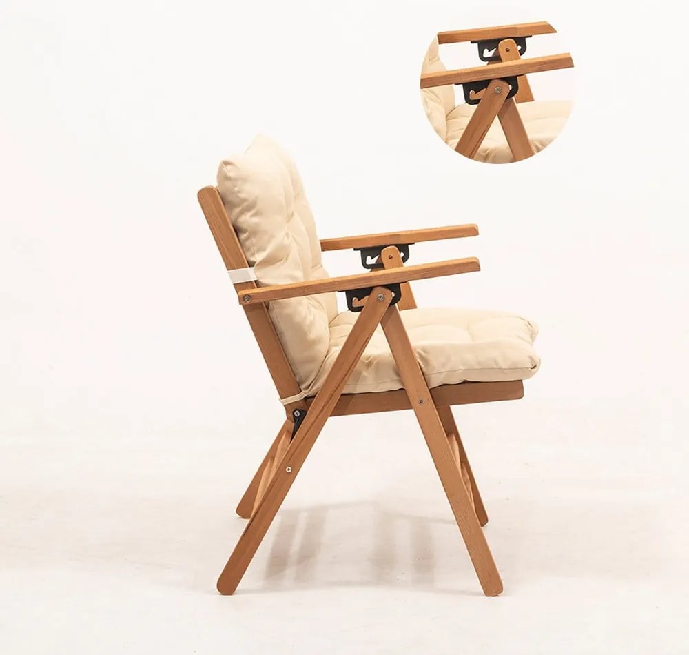 Градинско кресло от масивно дърво в кремаво-естествен цвят – Floriane Garden