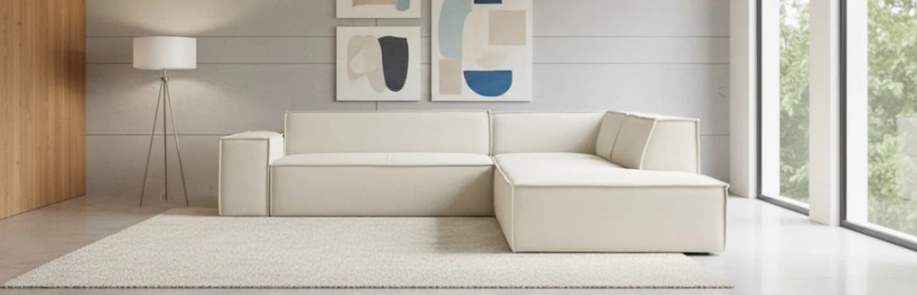 Ъглов диван Fubu S-Екрю-десен