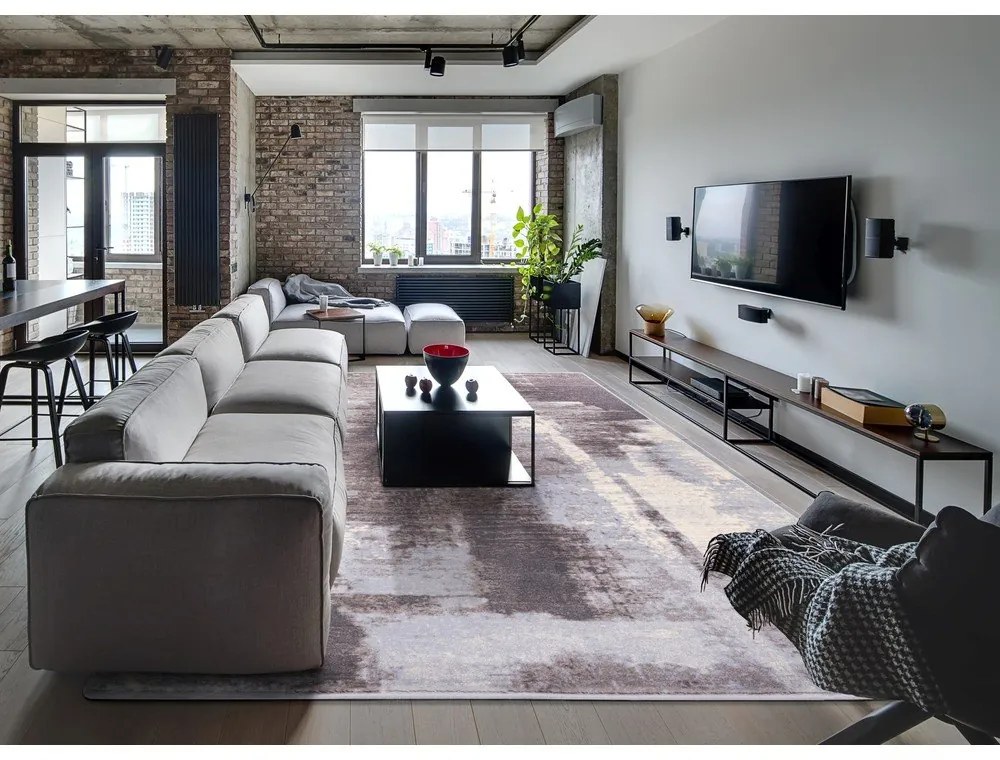 Сив вълнен килим 133x180 cm Mist - Agnella