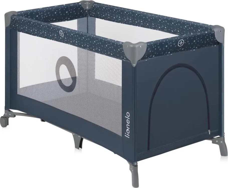 Lionelo - Преносима бебешка кошара STEFI синьо-сиво