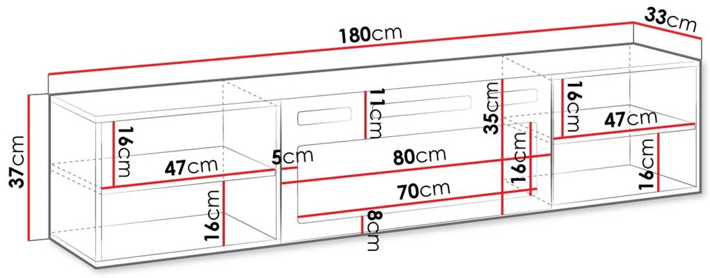 ТV шкаф Polo-Mauro-Leuko-Дължина: 180см