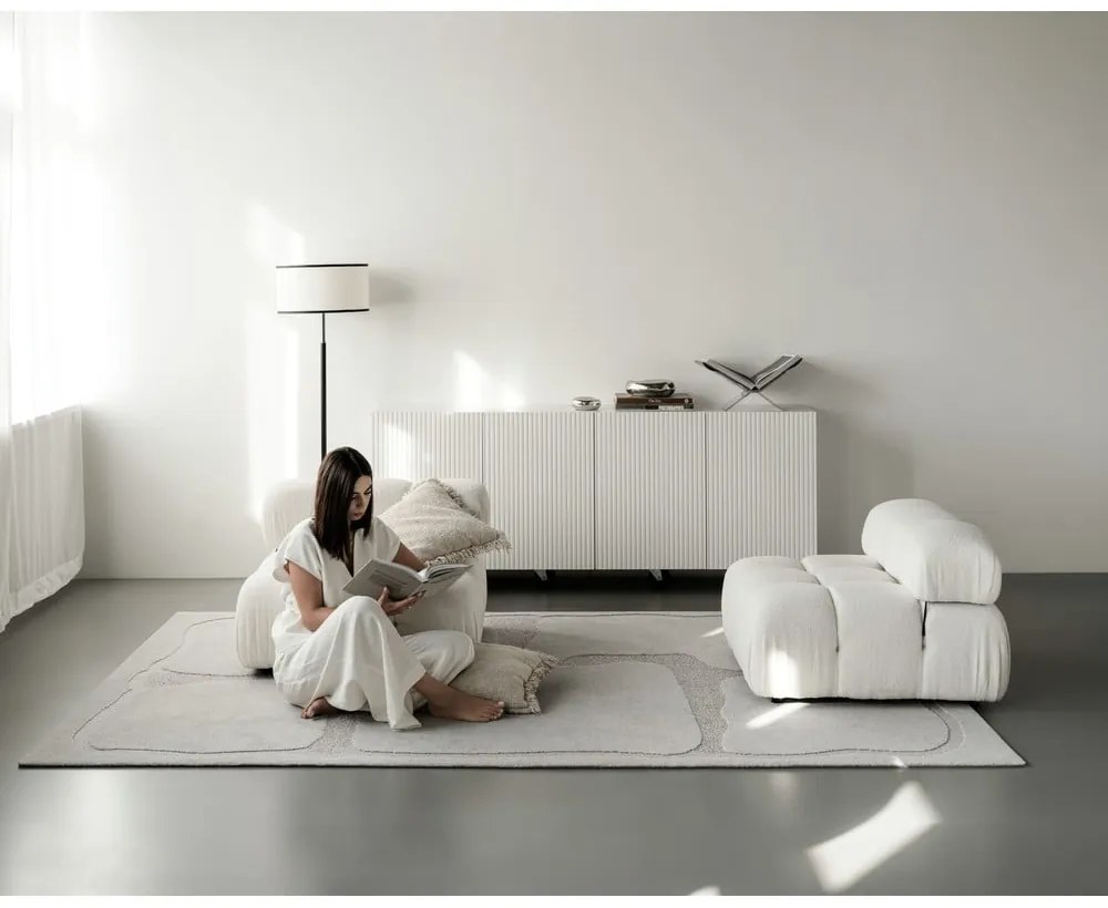 Светлосив вълнен килим 200x300 cm Morphic Organica – Agnella