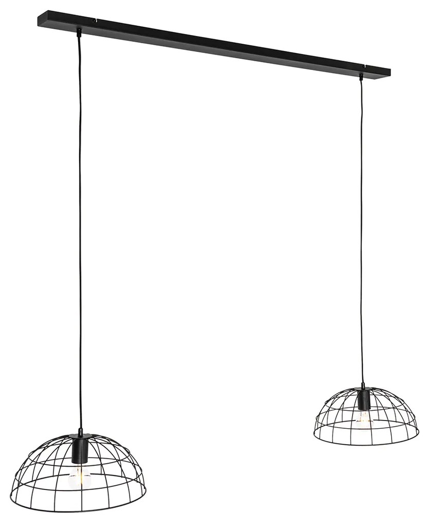 Индустриална висяща лампа черна 2 светлини - Hanze
