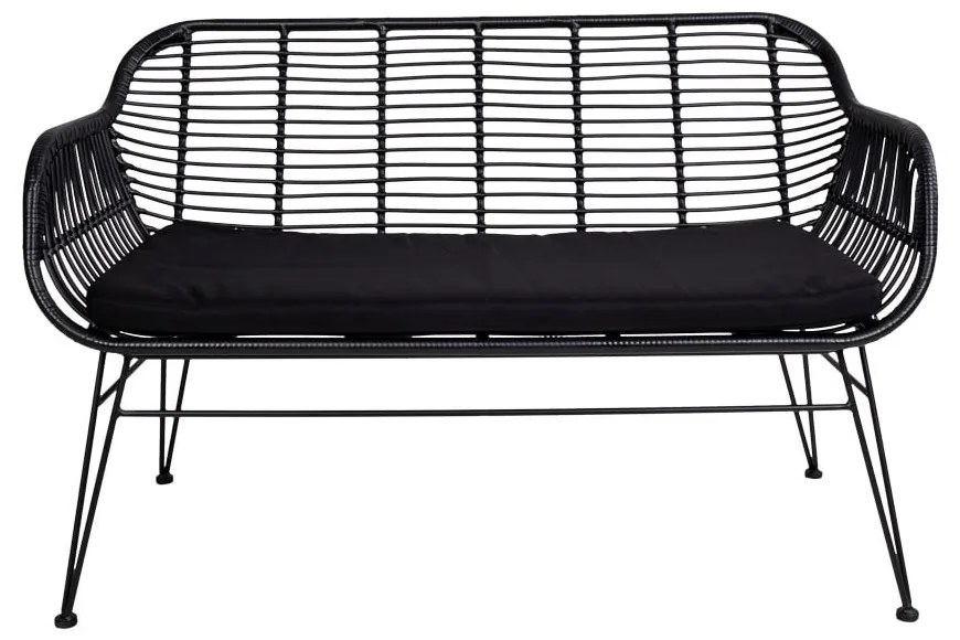 Черен градински диван от изкуствен ратан Trieste - House Nordic
