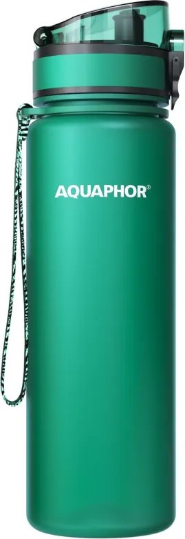 Филтрираща бутилка за вода Aquaphor City 160045, 500 мл, Тритан, Активен въглен, Aqualen, Заключващ се капак, Тъмнозелен