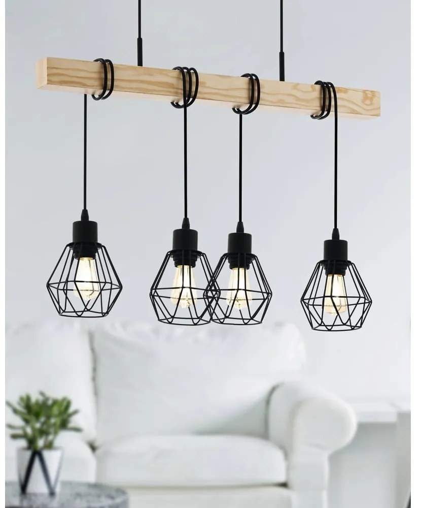 Висящо осветително тяло в черен и естествен цвят с метален абажур TOWNSHEND 5 – EGLO