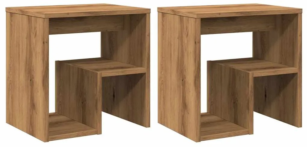 856529 vidaXL Нощни шкафчета, 2 бр, дъб артизан, 40x30x40 см, инженерно дърво