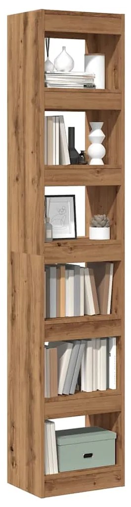 856813 vidaXL Библиотека/разделител за стая, дъб артизан, 40x30x198 см