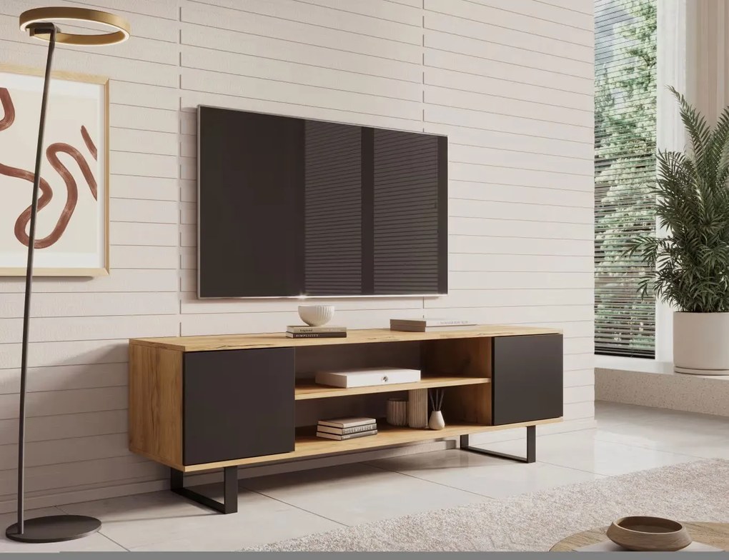 ТВ шкаф LuxeView-Черно-Дължина: 155 cm.