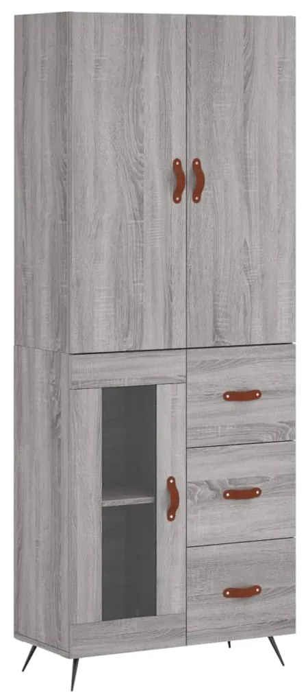 3195937 vidaXL Висок шкаф, сив сонома, 69,5x34x180 см, инженерно дърво