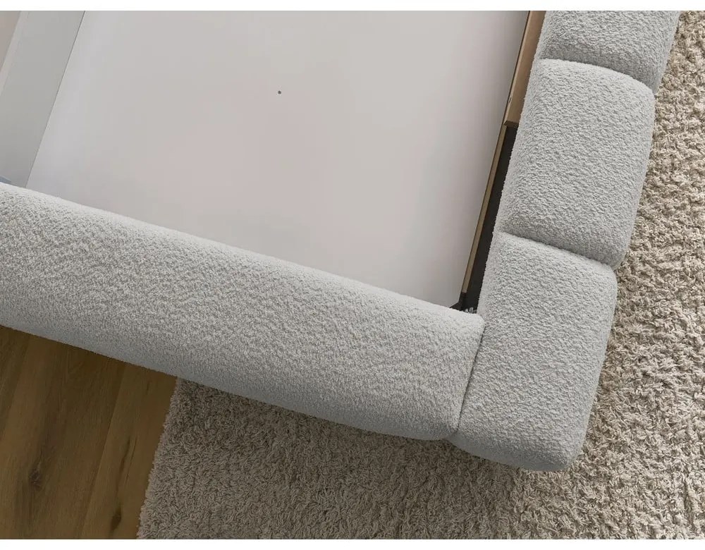 Светлосиво двойно тапицирано легло с място за съхранение с включена подматрачна рамка 160x200 cm Denali – Bobochic Paris