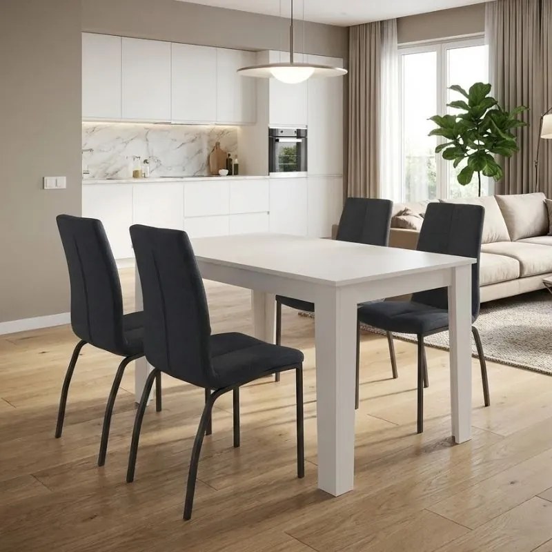 Трапезен комплект 5 части Darlen - Fina TopMebel в бял цвят - антрацит 125x72x74cm