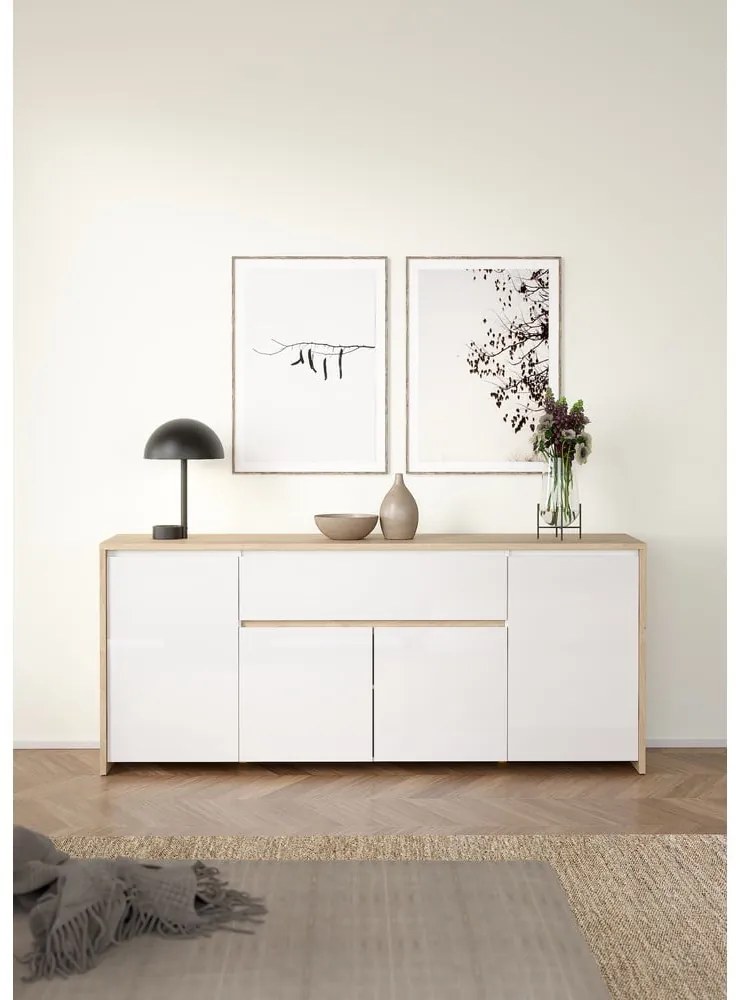 Скрин от дъбов декор в бял и естествен цвят 197x84x48 cm Next – Tvilum