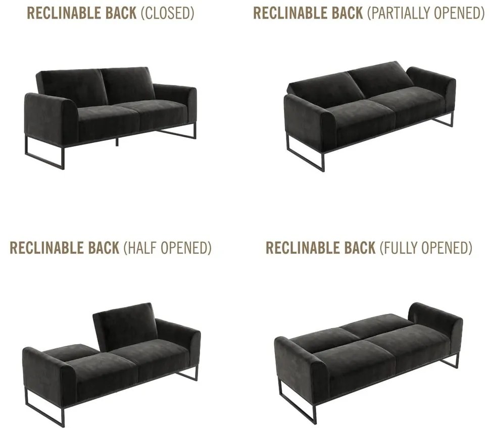 Черен разтегателен диван 217,2 cm Adley - CosmoLiving by Cosmopolitan