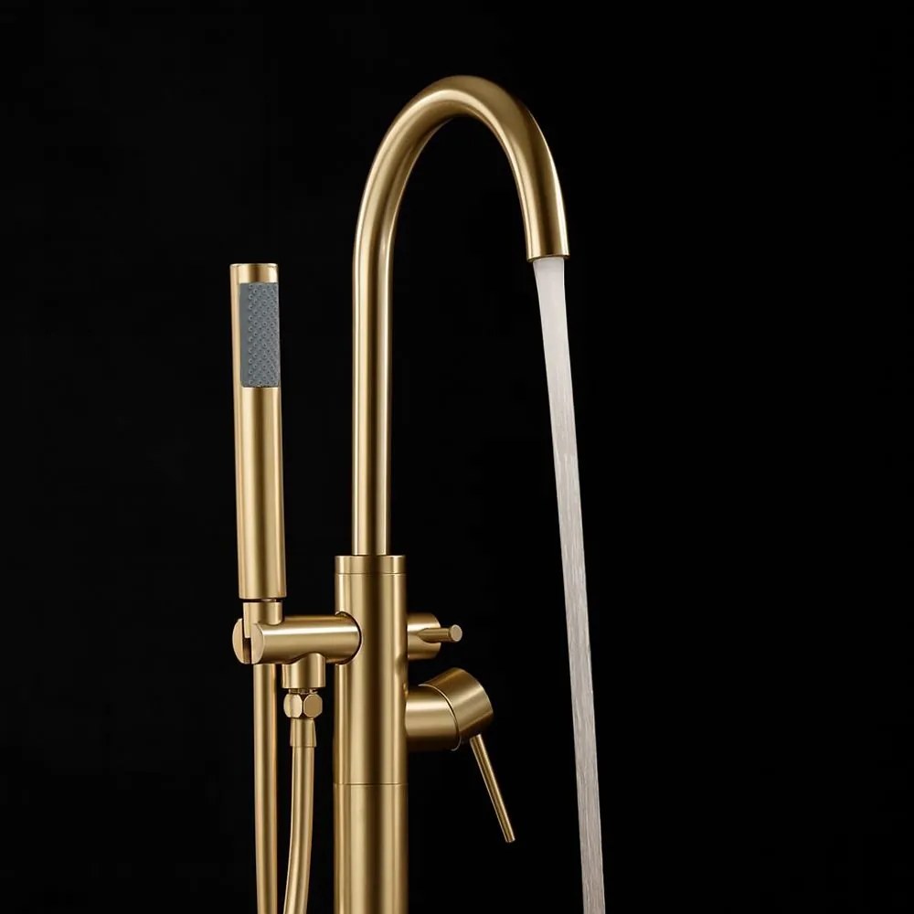 Cмесител-свободно стоящ  Rea Lungo brush gold