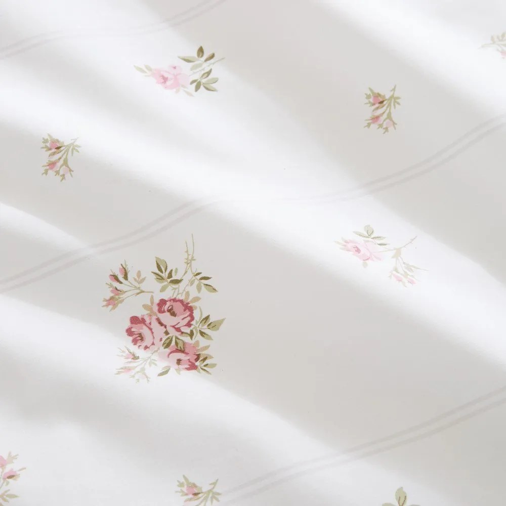 Кремаво двойно 3 части спално бельо от памук перкал 200x200 cm Vintage Rosebud Lace – Bianca