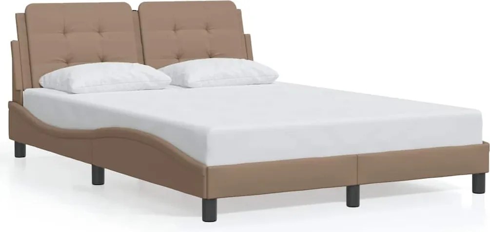 3208181 vidaXL Рамка за легло без матрак Zadar, капучино, 140x190 см, изкуствена кожа