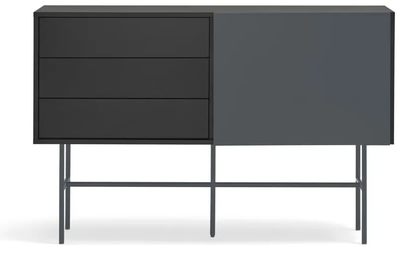 Нисък скрин с плъзгащи се врати 140x91 cm в черно/антрацит Nube - Teulat