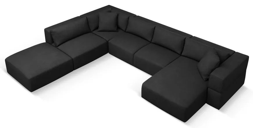 Черен ъгъл U-образен диван, ляв ъгъл Esther – Milo Casa