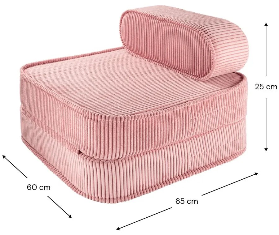 Розов детски стол от рипсено кадифе Flip – Wigiwama