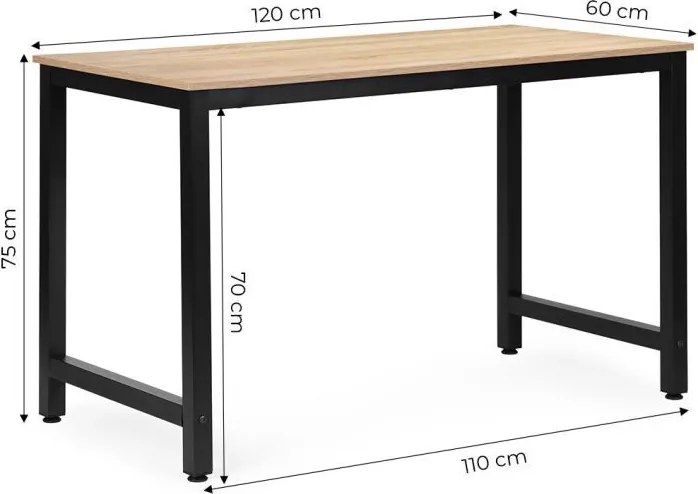 Компютърно бюро 120 x 60 cm - бюро за офис и студентска стая Черен