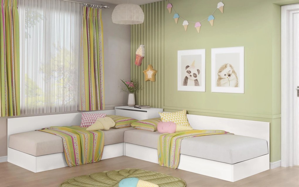 Ъглови легла с ракла за матрак 82/190 Алпи