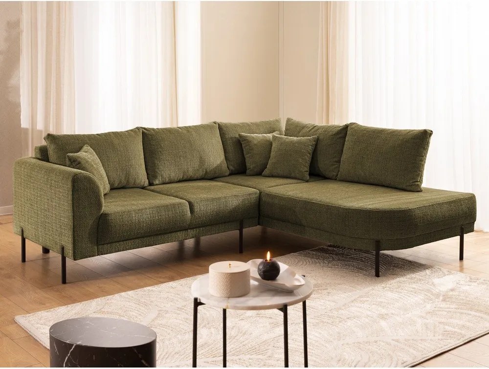 Зелен шенилов ъглов диван (десен ъгъл/L форма) Mauris – Ropez