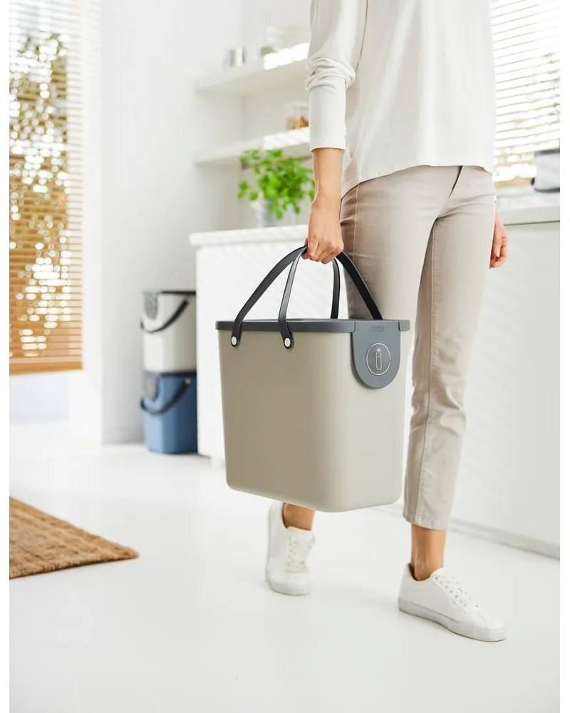 Светлокафяво кошче за боклук за рециклиране от рециклирана пластмаса 25 l Albula – Rotho