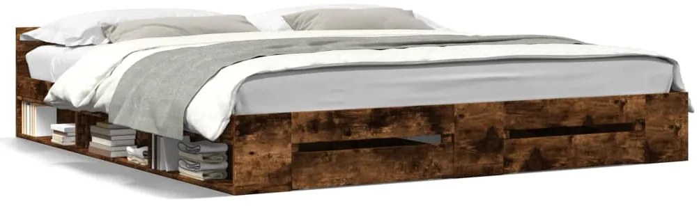 3280724 vidaXL Рамка за легло с чекмеджета, опушен дъб, 200x200 см