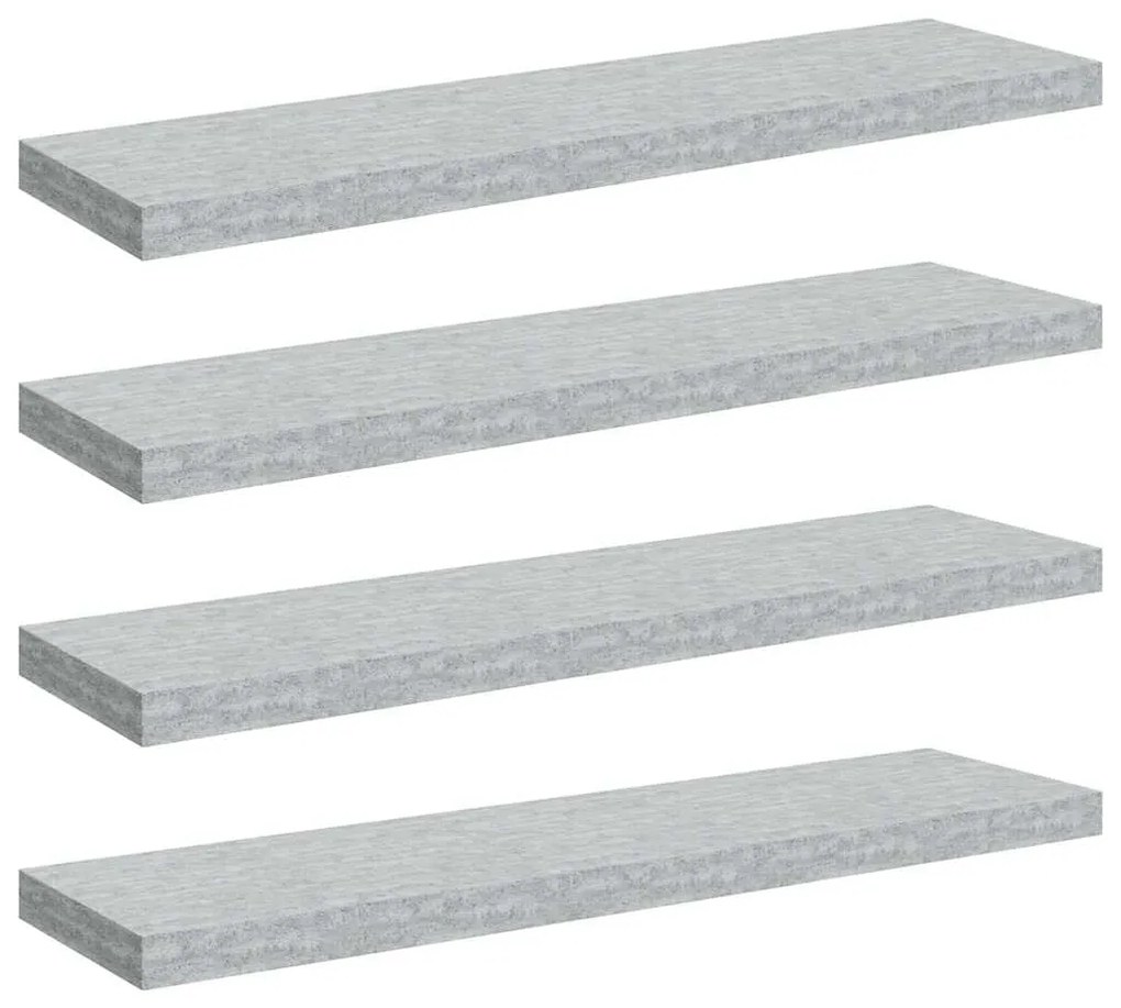 326605 vidaXL Окачени стенни рафтове 4 бр бетонно сиви 90x23,5x3,8 см МДФ