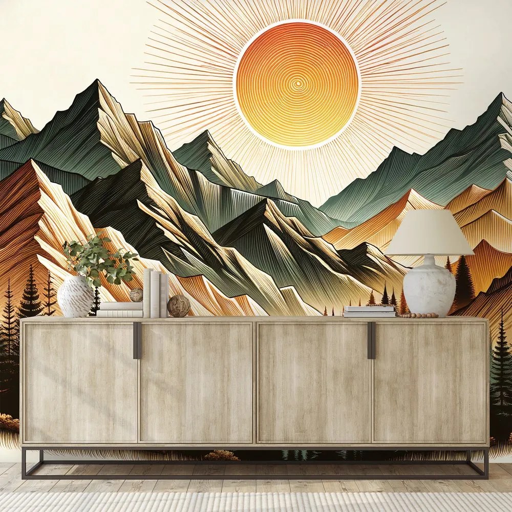 Самозалепващ тапет – Планински пейзаж с изгряващо слънце