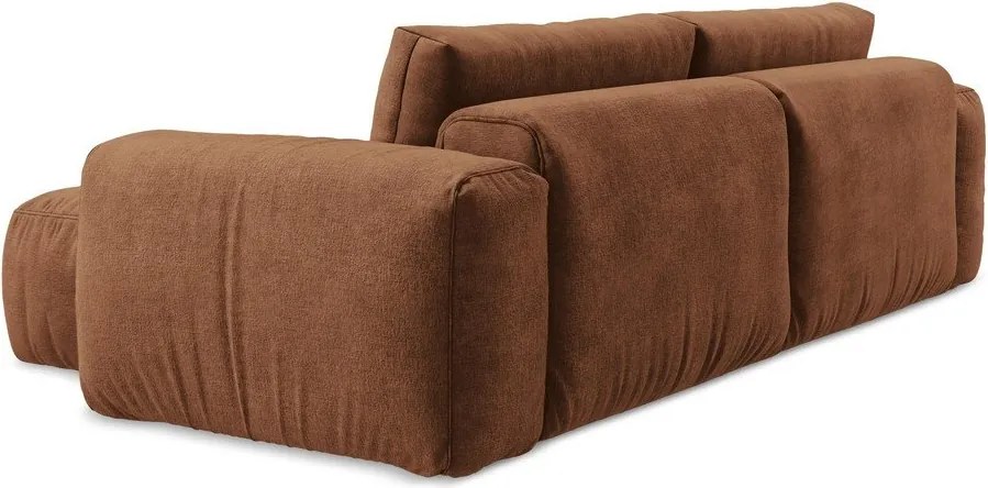 Теракотен шенилов сгъваем ъглов диван (десен ъгъл) Kuki – Makamii