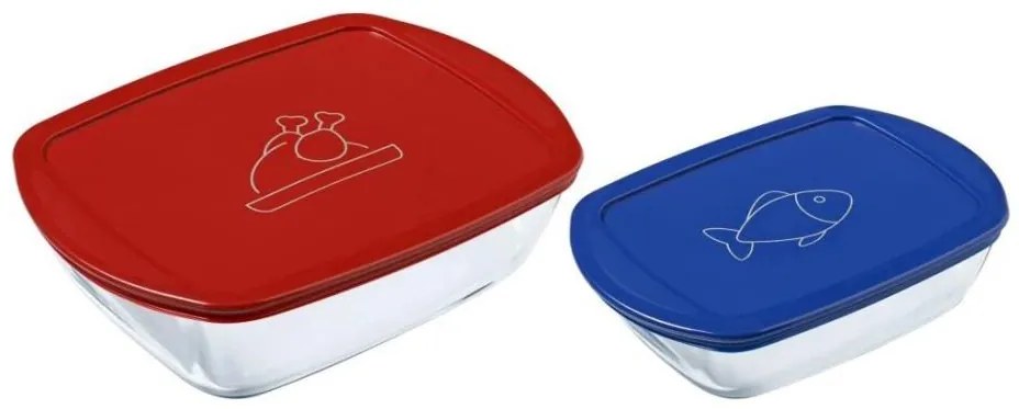 Комплект от 2 стъклени кутии за съхранение на храна PYREX 1,2/2,5 л