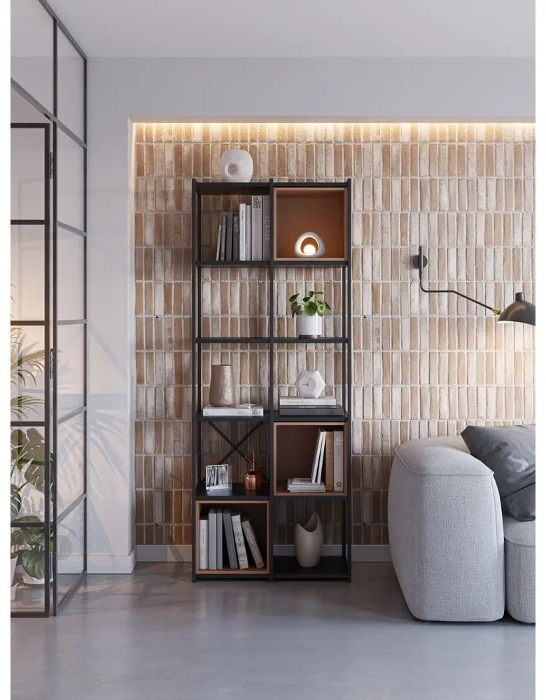 Библиотека в черен и тухлен цвят 71x179 cm Anya – Marckeric