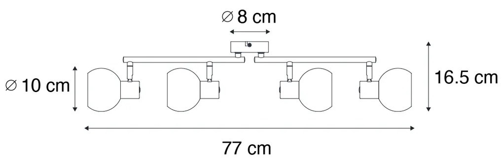 Таванен прожектор златен с опалово стъкло 4-светлина регулируем - Anouk