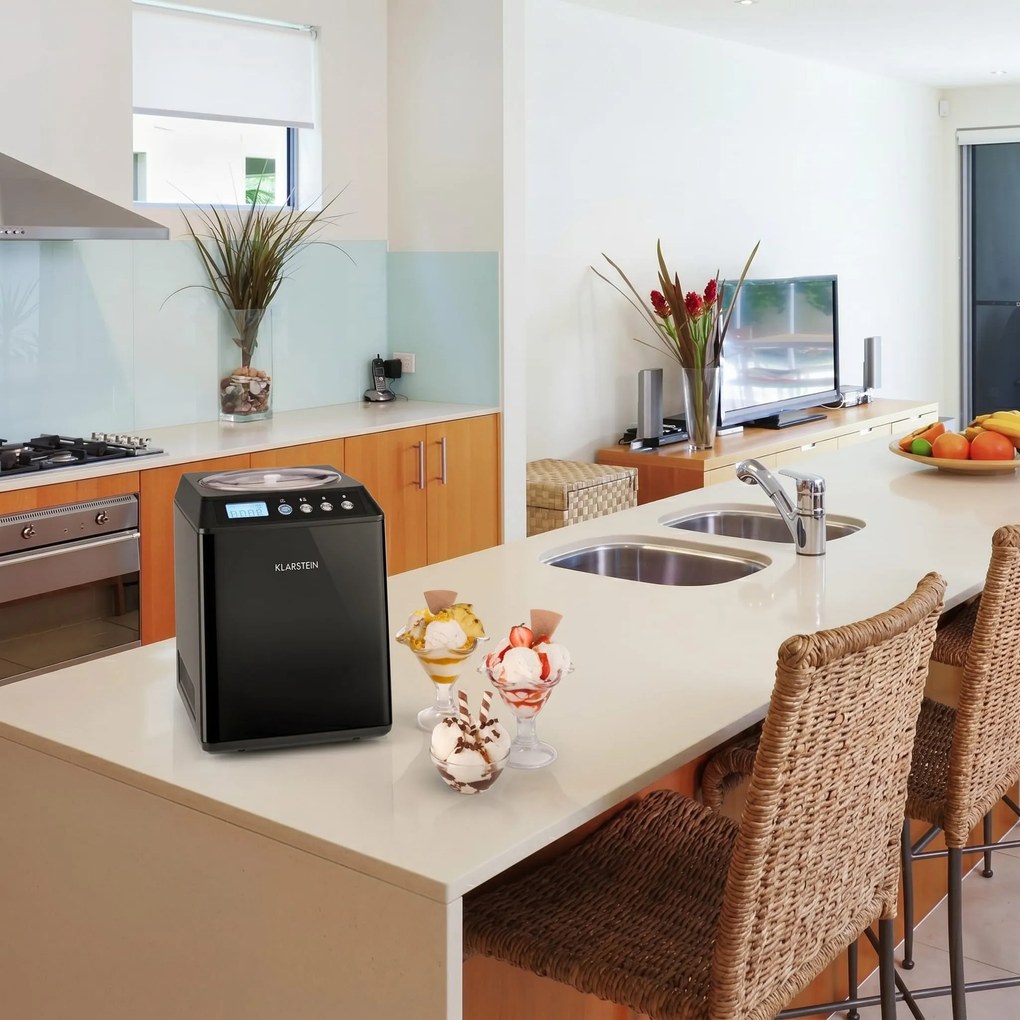 Klarstein VANILLY SKY FAMILY, машина за сладолед замразен йогурт 250W 2.5л, черна