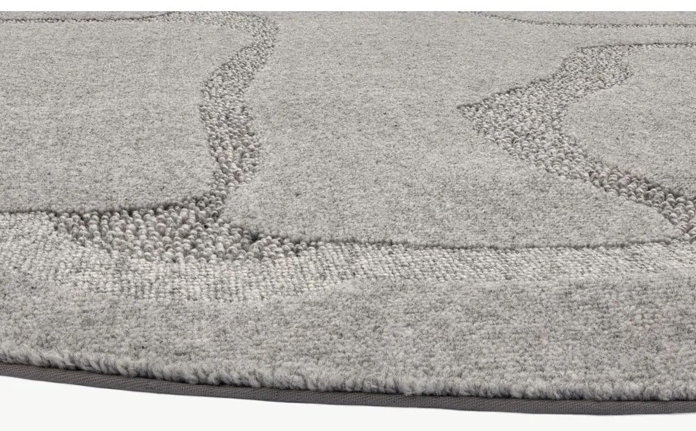 Сив вълнен кръгъл килим ø 160 cm Morphic Organica – Agnella